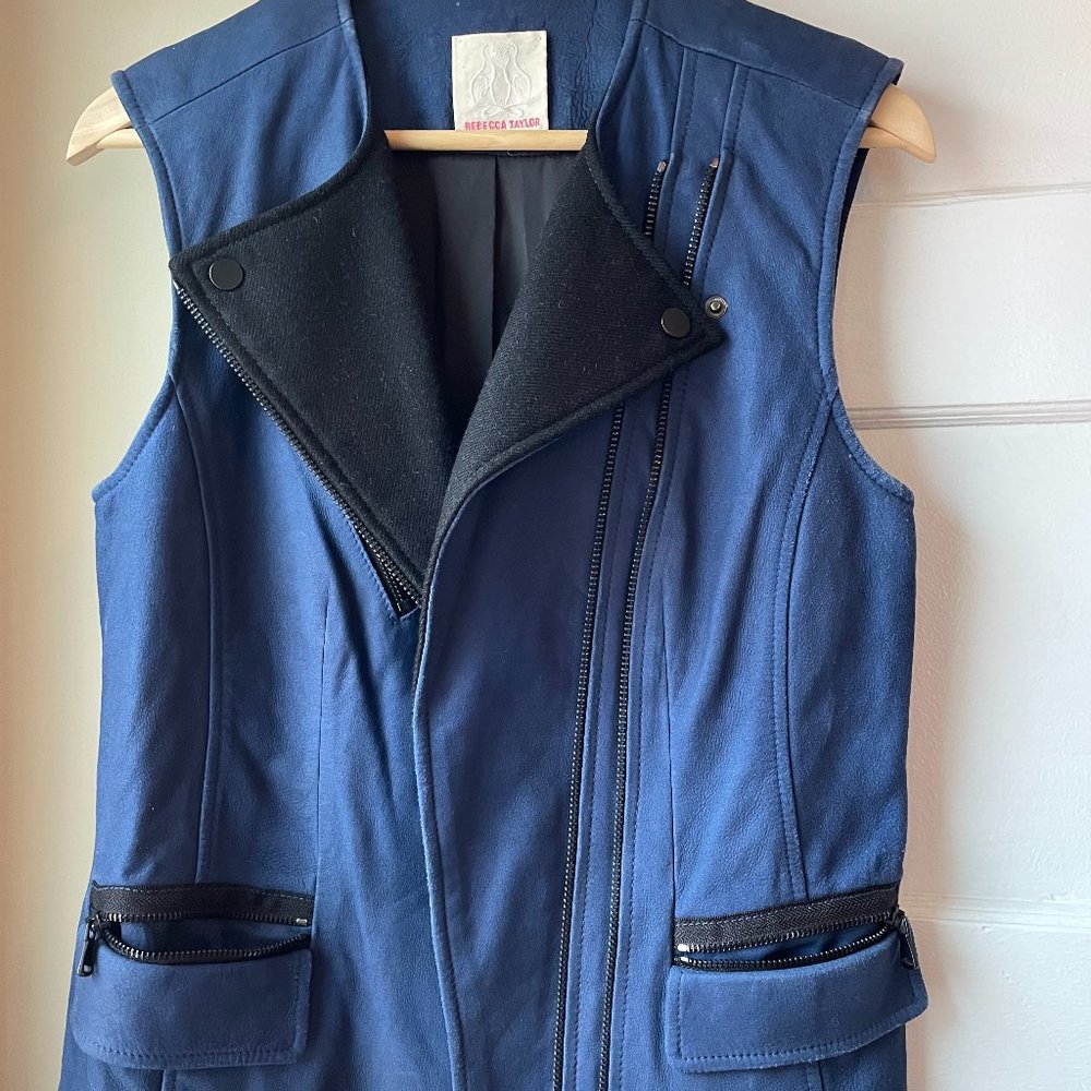 Rebecca Taylor blue and black suede vest, size medium